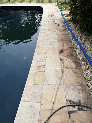 Sandstone pavers with algae and dirt geelong